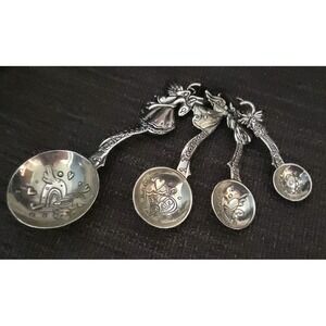 Ganz Angel Measuring Spoons Set 4 Silver Tone Zinc Alloy Heart Wing Design